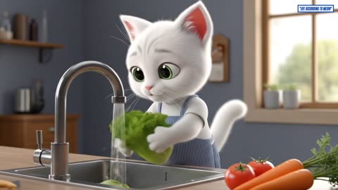 "Kitten’s Cozy Day: Cleaning, Cuddles, and Colorful Moments". #cat #kitten #funny #funnycats