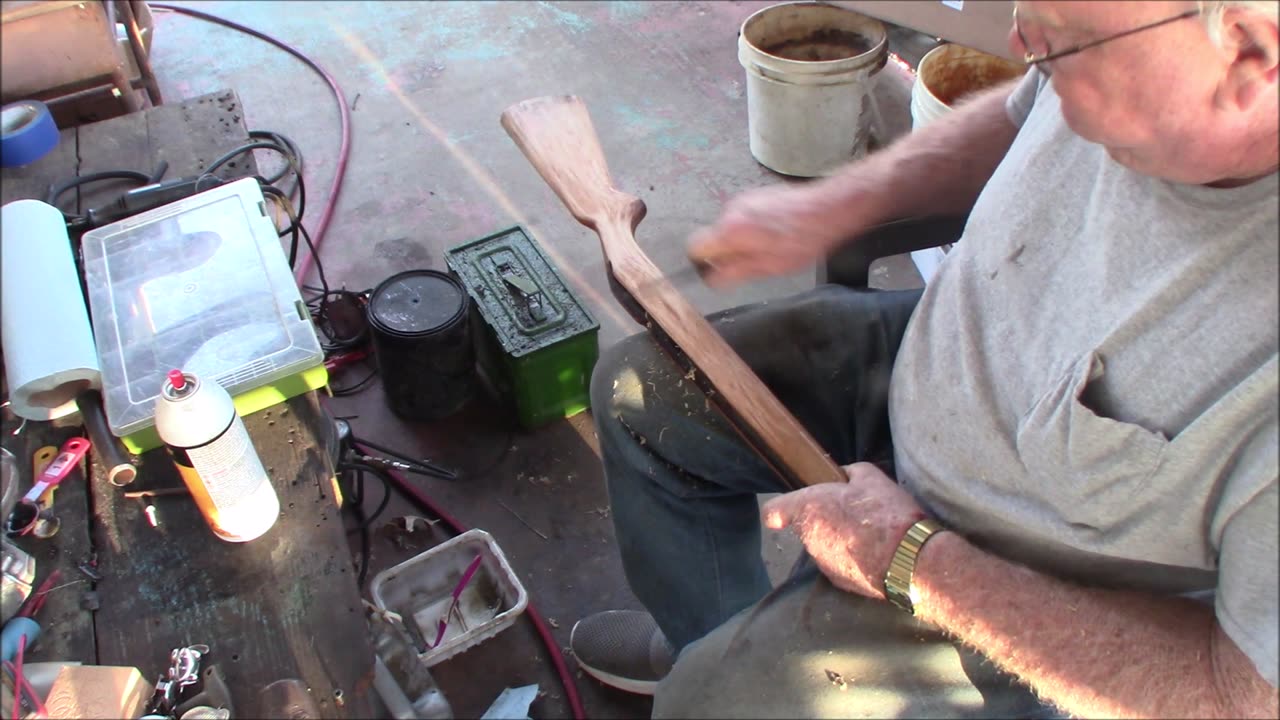 scraping, sanding and finishing .22 Stevens model 55 rifle stock