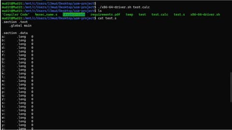 Student Work(Lab)| DV1457 Lab 3:Building an x86-64 Assembly Compiler Using C Work Video|BTH