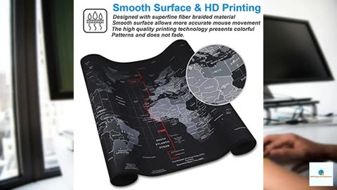 Cmhoo XXL Professional Large Mouse Pad & Computer Game Mouse Mat (35.4x15.7x0.1IN, Map) (9