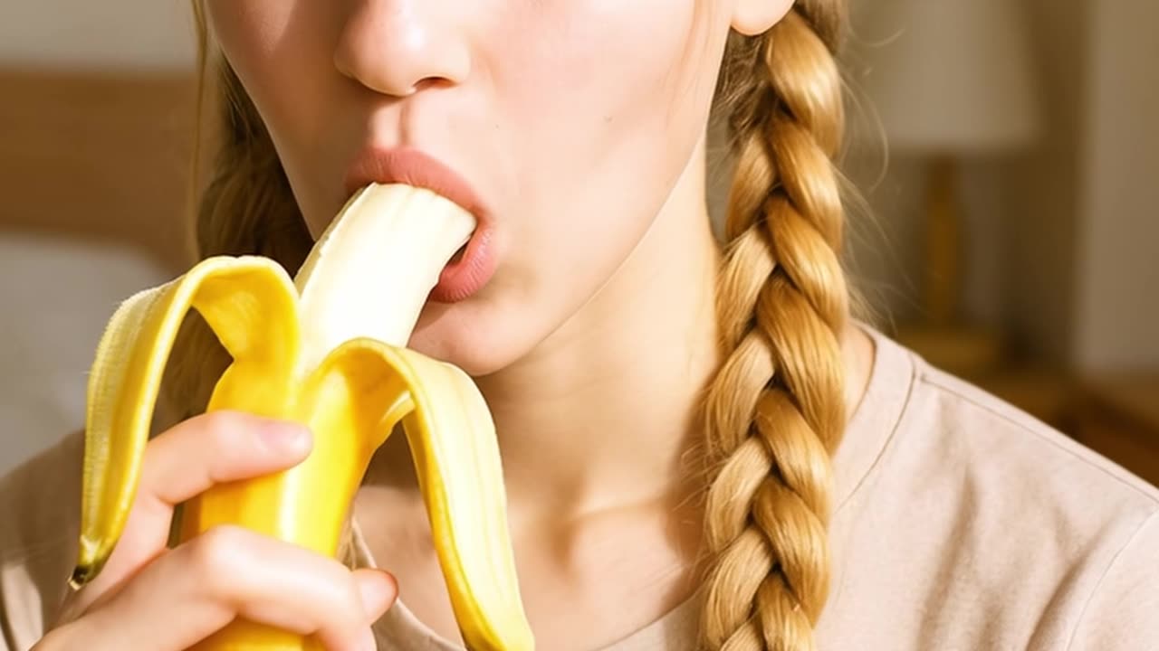 Girl eating a Banana