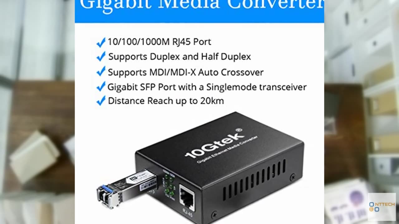 A Pair of Gigabit Single Mode LC Fiber Media Converter, with 2 Pcs SFP LX Module
