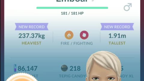 Pokemon Go Evolution - Shiny Pignite (15/0/15 iV) ➡️ Emboar