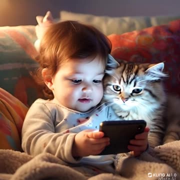 Ai viral Video Cute Baby Girl with Little 😺 Kitty