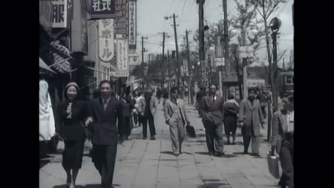 City Life in Tokyo, Japan 1951 - Colorized Original footage
