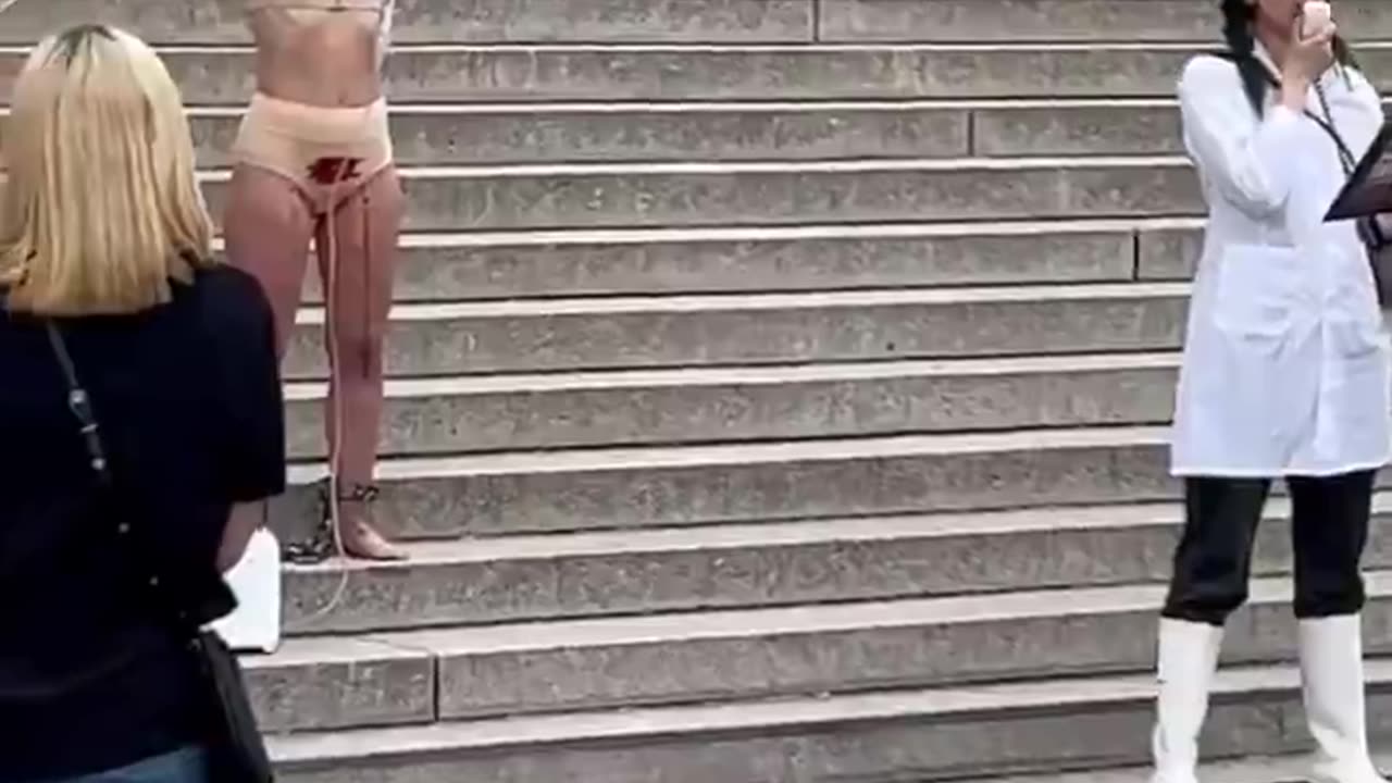 Vegans milk themselves in protest.