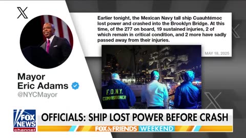 2 dead, 19 hurt after Mexican ship collides with Brooklyn Bridge