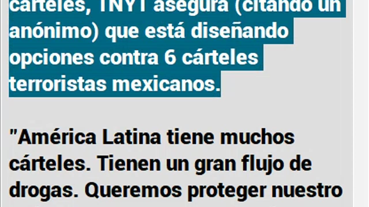 TRUMP PREPARA ATAQUES MILITARES ESTADOUNIDENSES CONTRA CÁRTELES DE LA DROGA MEXICANOS