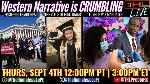 Epstein Victims Fight Back, Lt. Col Aguilar ARRESTED for Protesting Genocide, FL to End ALL V*x Mandates, 'The Voice of Hind Rajab' STUNS at Venice Premiere, US Attacks Venezuelan Vessel | THL LIVE Thurs, Sept 4th 12pm PT