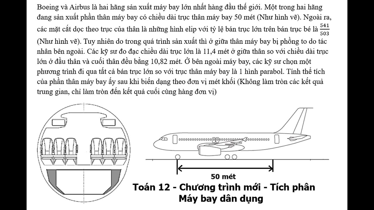 Toán 12: Tích phân: Boeing và Airbus là hai hãng sản xuất máy bay lớn nhất hàng đầu thế giới. Một
