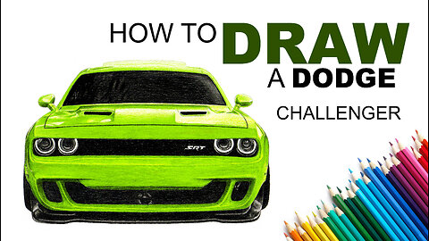 How To Draw a Dodge Challenger With Coloured Pencils.