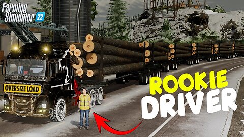 Rookie Driver Hauls HEAVY Logs in the SNOW | Survival Forestry | Farming Simulator 22 | Epi 2