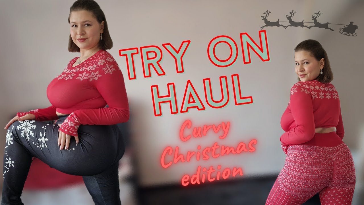 [4K]🎄 Christmas Leggings Try-On Haul | Curvy Model