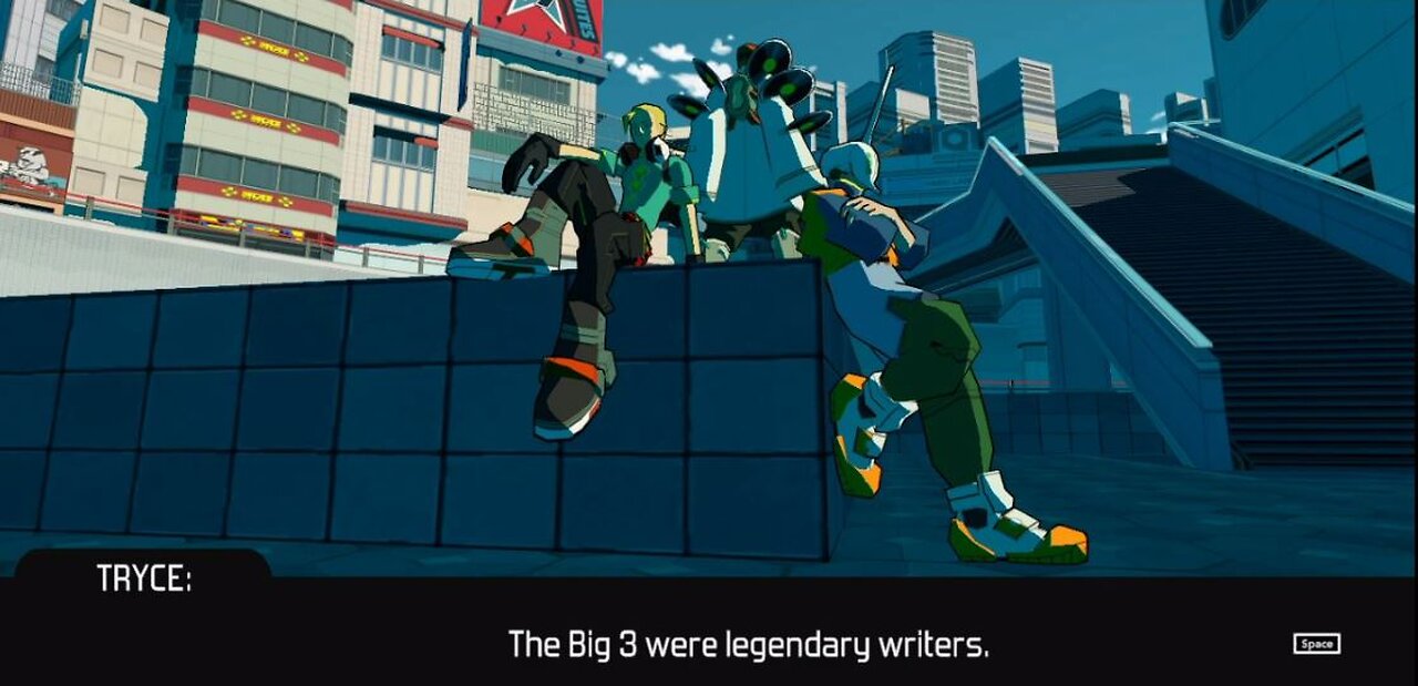 Bomb Rush Cyberfunk chapter 2 - Crew discuss about going All City & the Big 3 in New Amsterdam