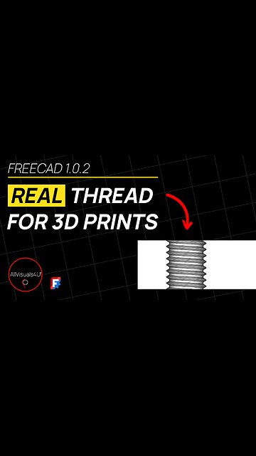🔩 Real THREADS For 3D Printing - FreeCAD Hole Tutorial - FreeCAD Thread - FreeCAD Projects | #Shorts