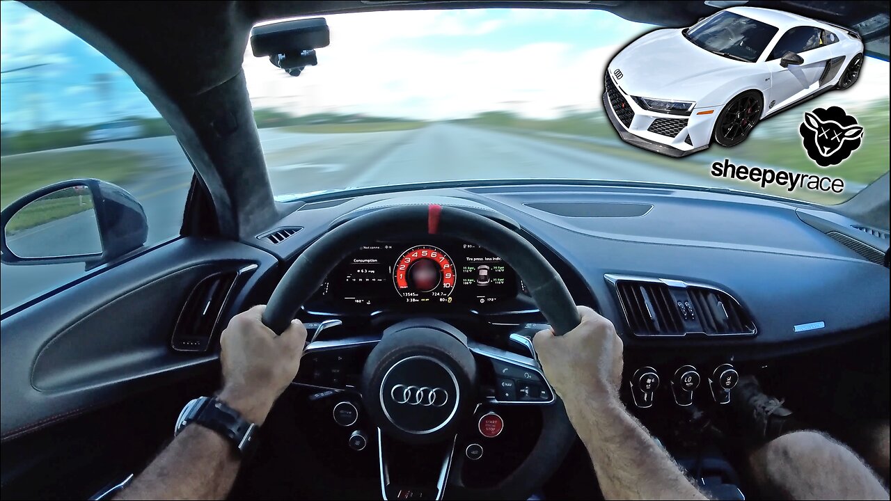 Sheepey Race 1300HP Twin Turbo Audi R8 POV Drive - PURE TURBO V10 SOUNDS!