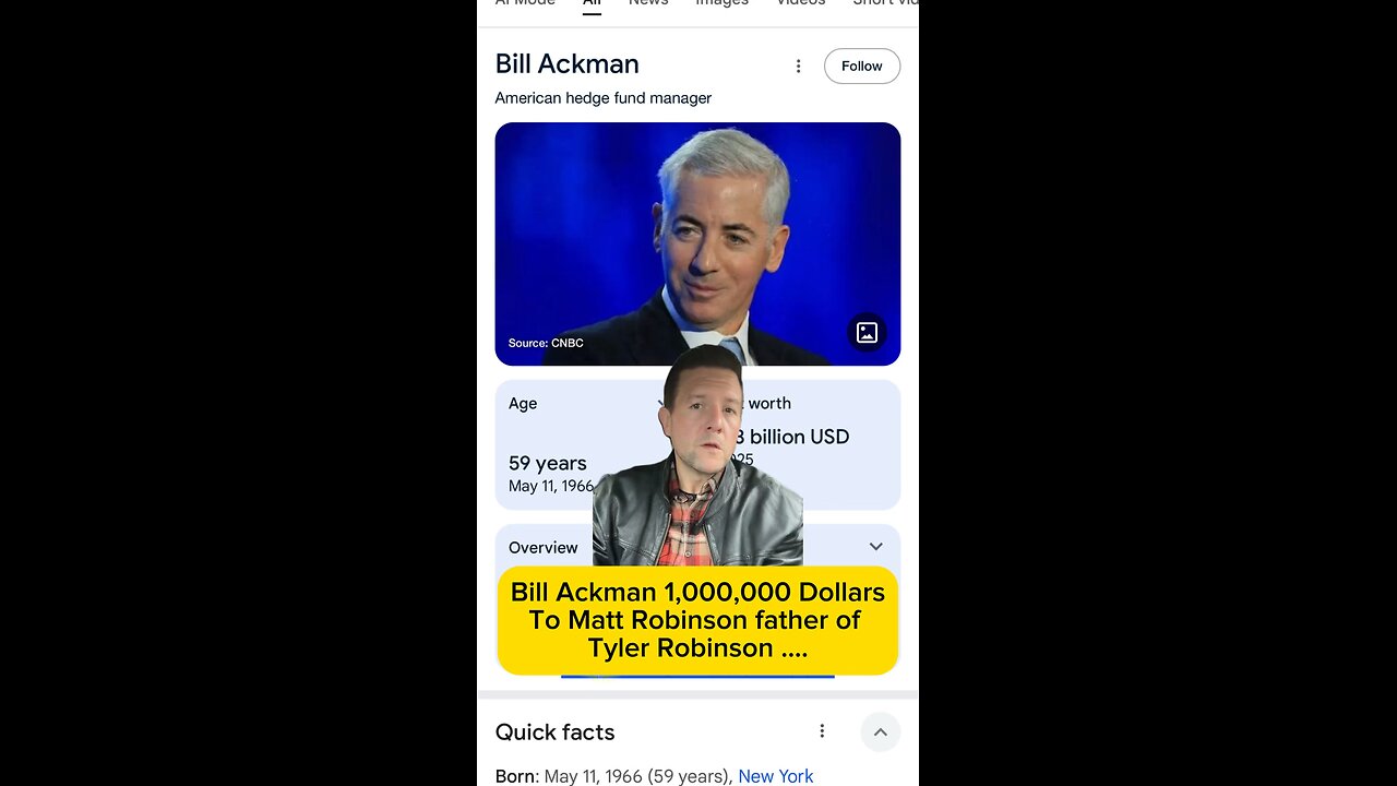 Bill ackman, Tyler Robinson , Matt Robinson , Charlie Kirk . 1,000,000 dollars