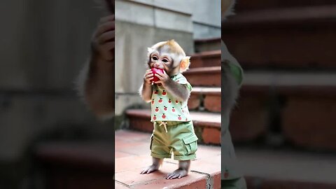 Smiling so sweetly, this baby monkey stole my heart! 😊🐒