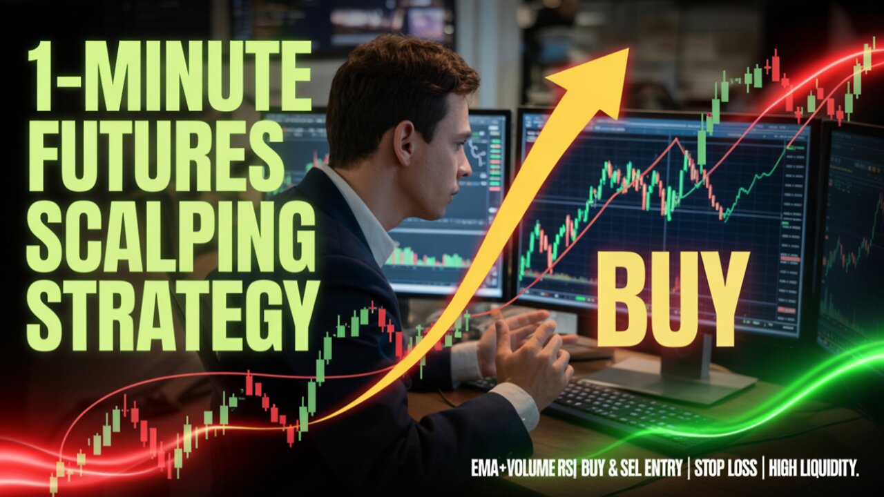1-Minute Futures Scalping Strategy | EMA+Volume+RSI | Buy & Sell Entry | Stop Loss | High Liquidity