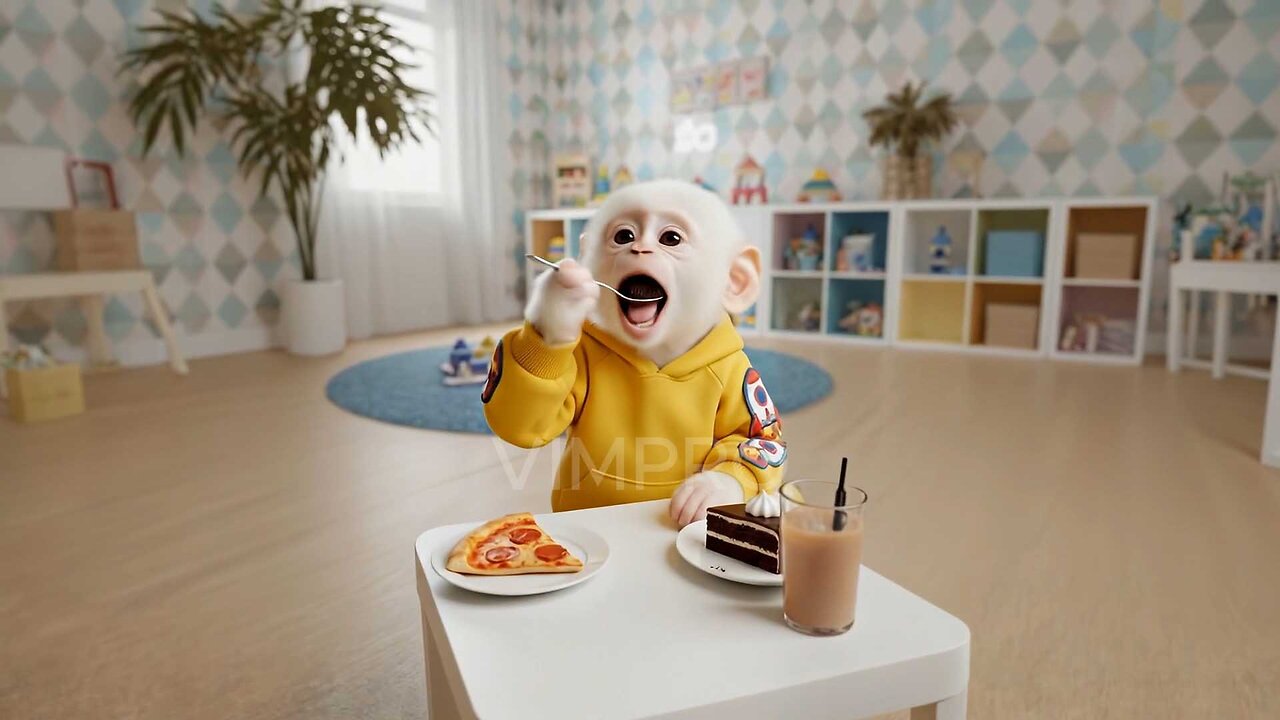 This Baby Monkey Eats Like a Pro!