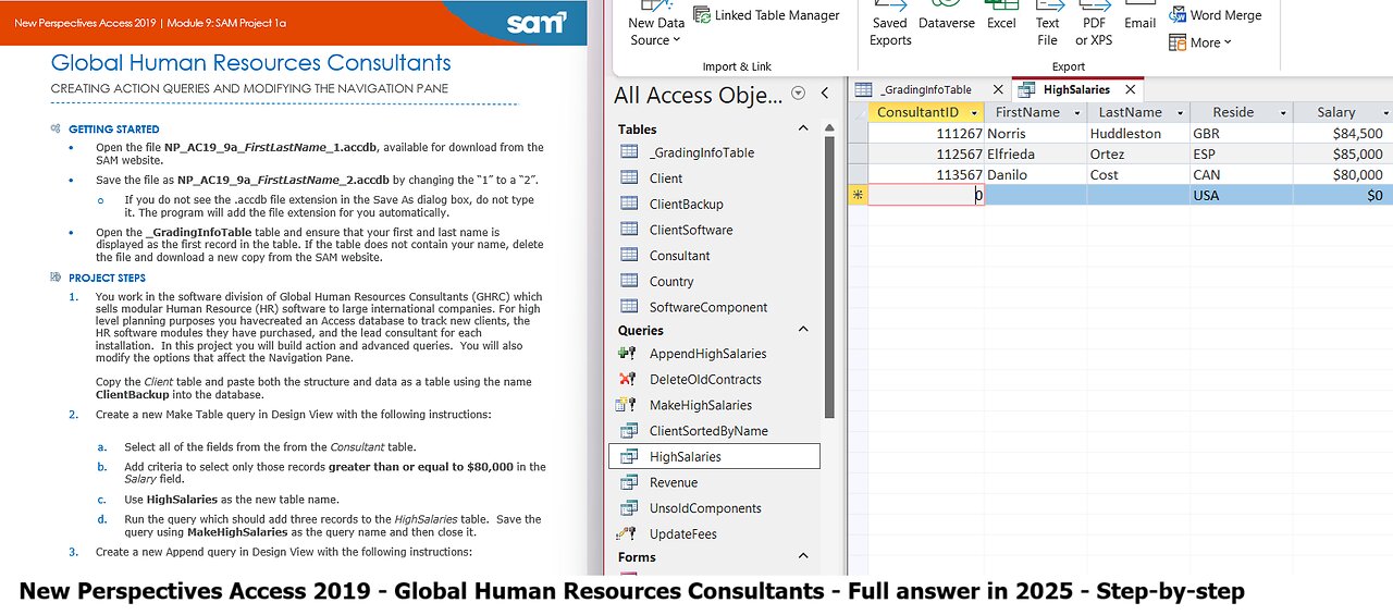 New Perspectives Access 2019 | Module 9: SAM Project 1a | Global Human Resources Consultants 2025