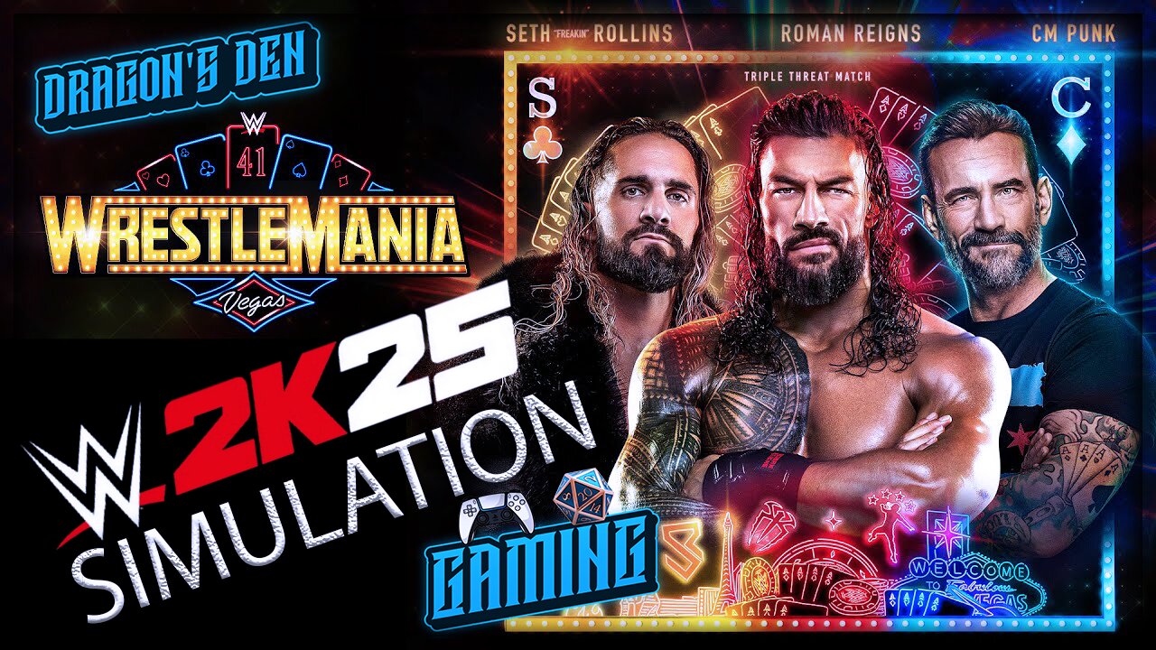 CM Punk vs. Seth Rollins vs. Roman Reigns - WWE2K25 SIMULATION | WrestleMania 41