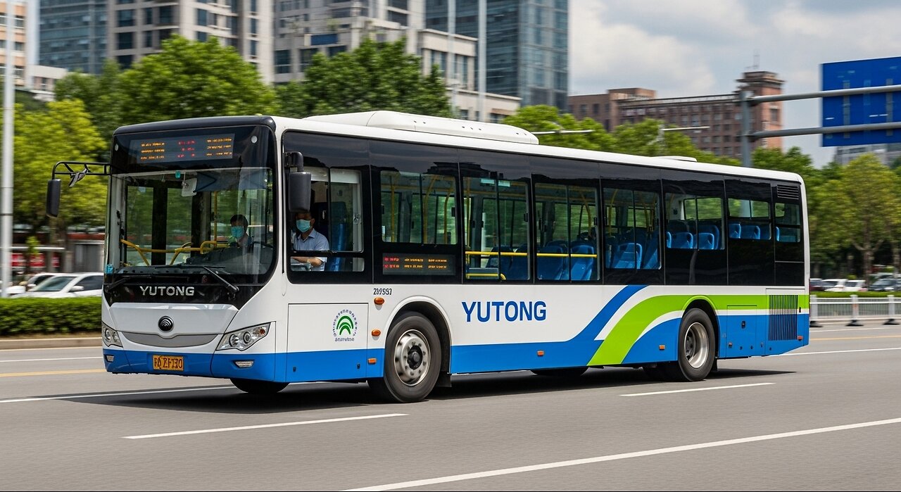 The Youtong Citybus is Driving on the Road