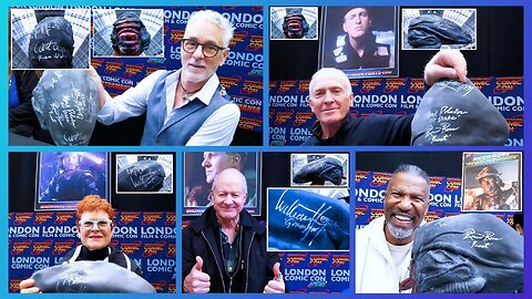 4 Colonial Marines 🎖️ Actors sign 'Aliens' (1986) mask + H.R. Giger signature - for charity