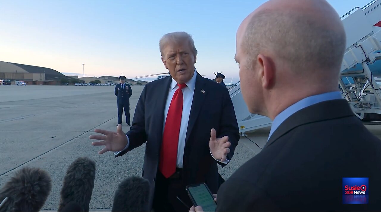 President Trump speak with Press at Joint Base Andrews