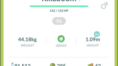 Pokemon Go Evolution - 96% iV Grookey ➡️ Thwackey ➡️ Rillaboom