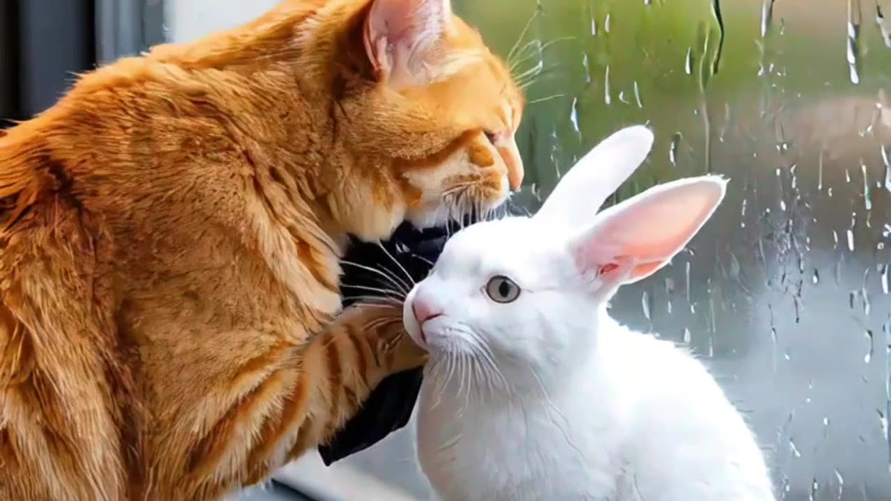 Heartwarming: Cat Finds Baby Bunny in Rain and Becomes Its Hero