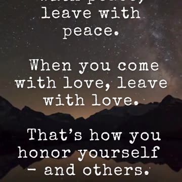 When you come with peace