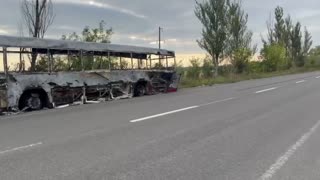 🤬 Recently, Russians destroyed a passenger bus on Slovyansk-Izyum highway.