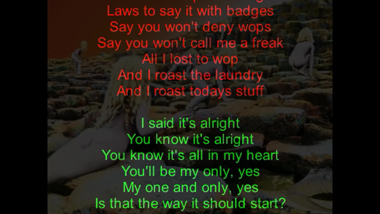 Led Zeppelin - Houses Of The Holy #5 Dancing Days (backward lyrics in red)