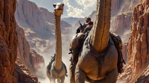 Dinosaurs with their flocks
