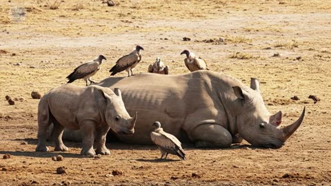 Girl saves baby rhino from fierce lions, shocking thing happens minutes later