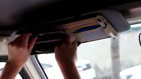 Leather Car Sunshade Organizer with Sun Visor Clip Pen Card Ticket and Sunglasses Storage