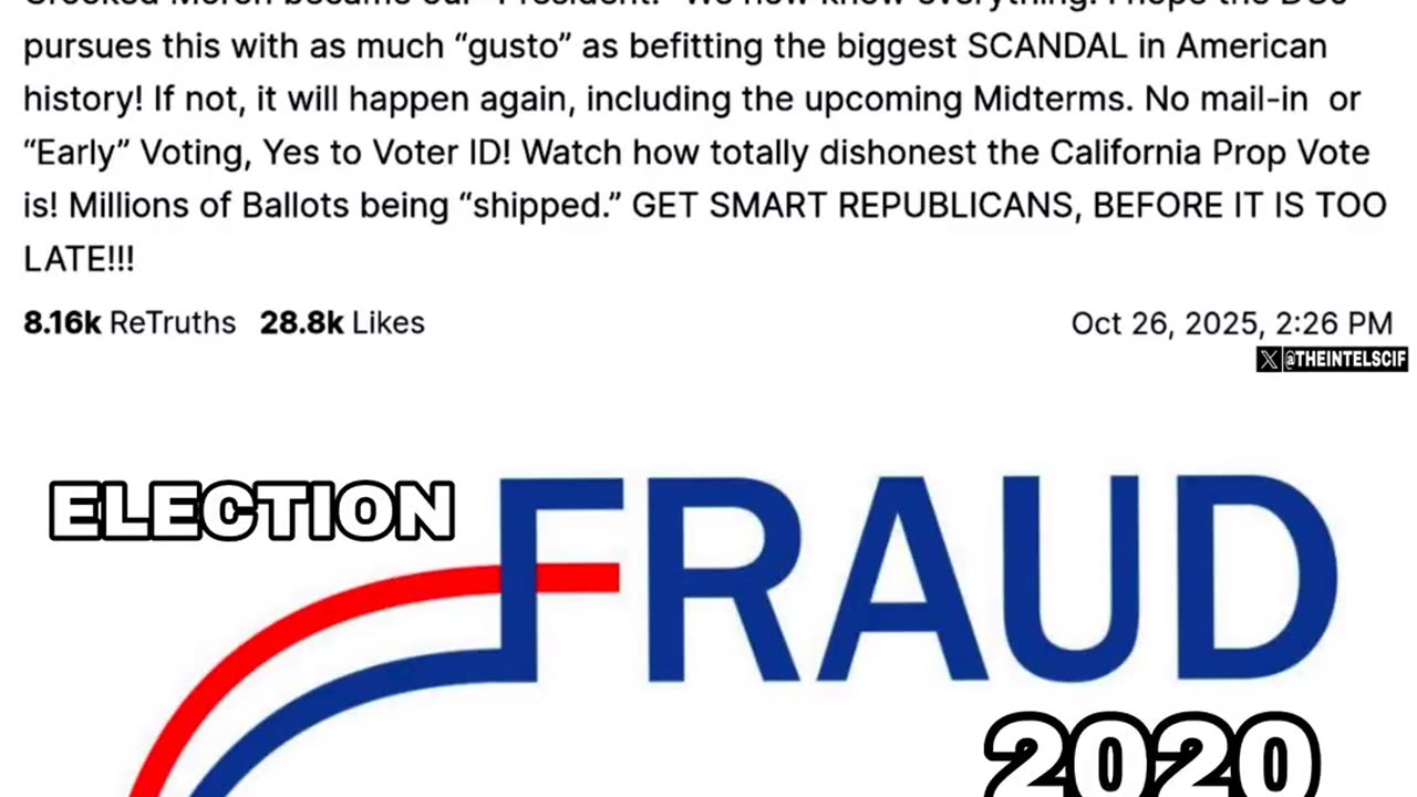 "The 2020 Presidential Election, being rigged and stolen, is a far bigger SCANDAL."