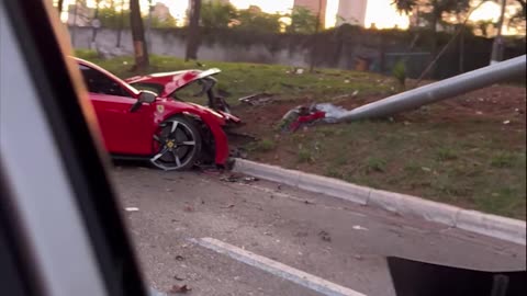 Wrecked SF90 Ferrari