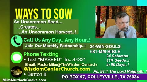 Thurs Oct. 30 - Bible World With Mike Murdock..!!