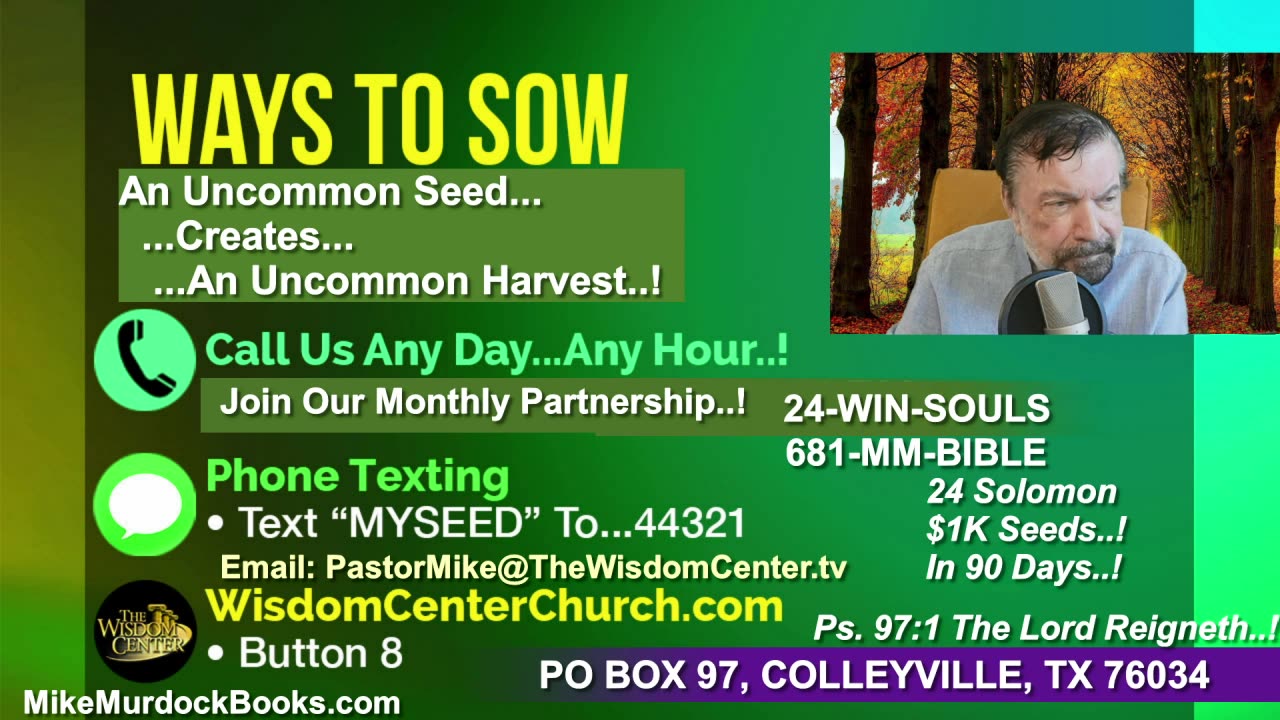 Thurs Oct. 30 - Bible World With Mike Murdock..!!