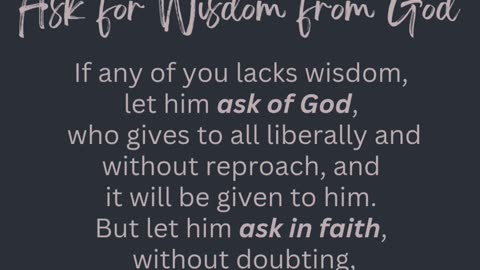 Ask for Wisdom from God