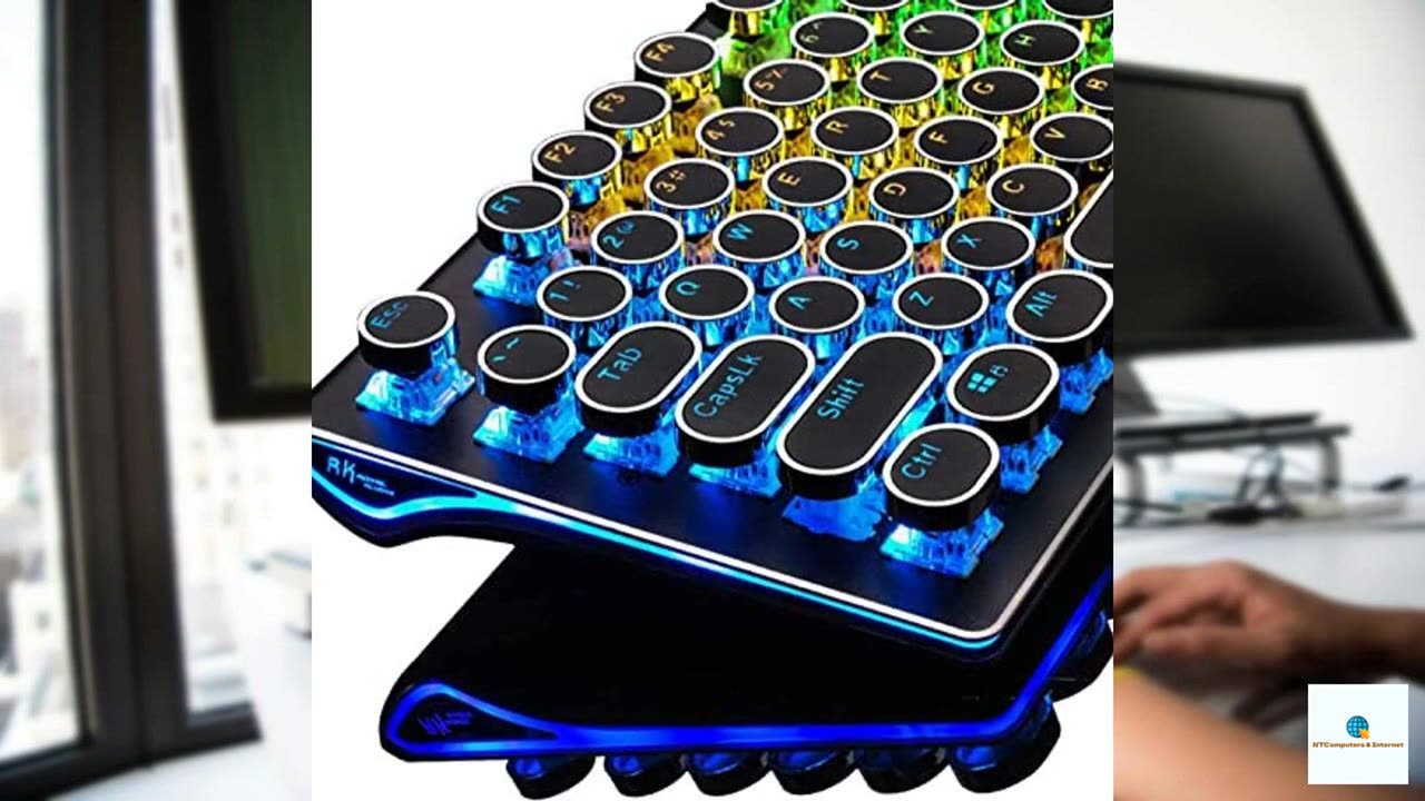 RK ROYAL KLUDGE S108 Typewriter Keyboard, Retro Mechanical Gaming Keyboard Wired 108 Keys