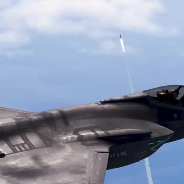 F-35C Lightning II flies over Florida coast while a SpaceX rocket is launched