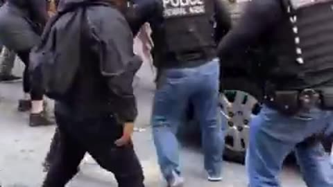 A mob of protesters in San Francisco attack ICE agents right outside of immigration court.