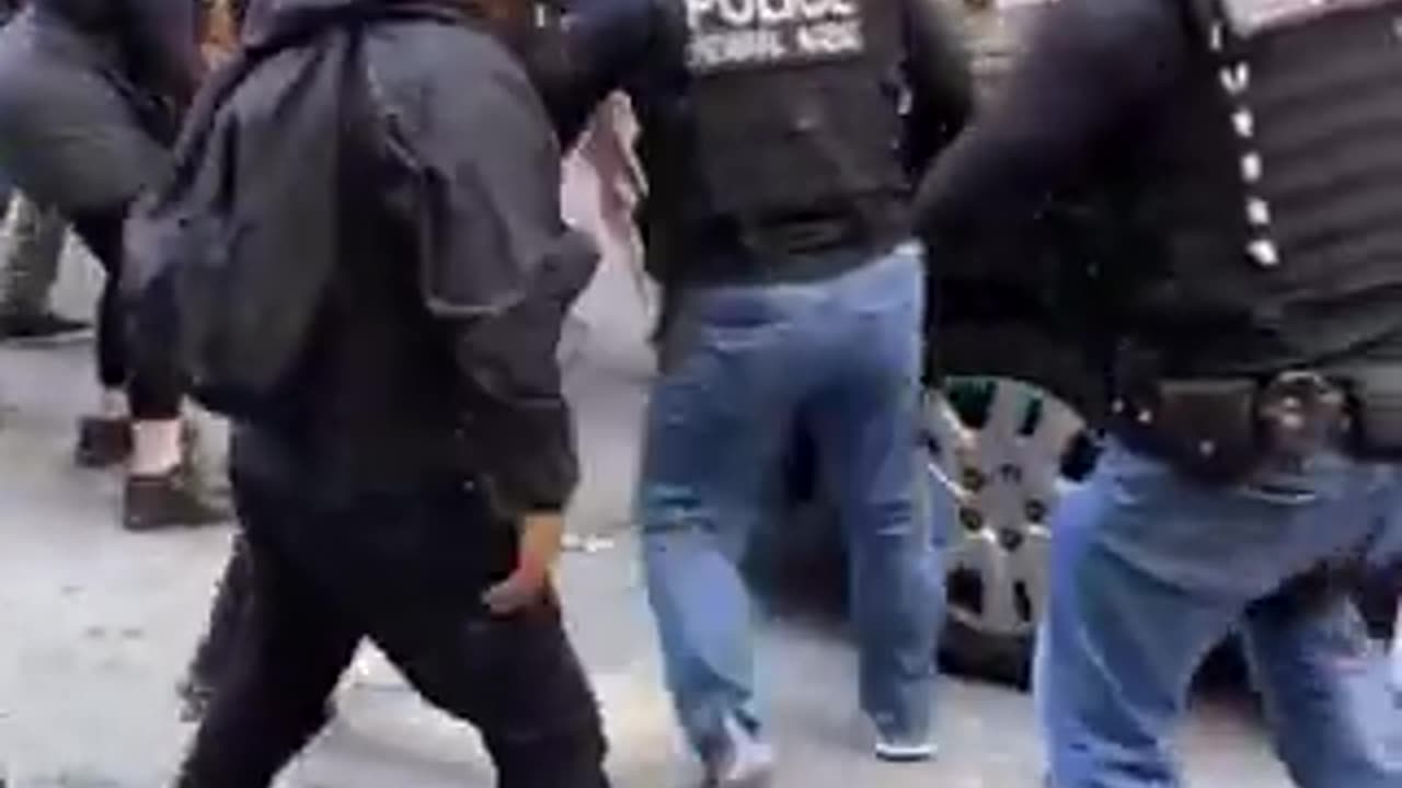 A mob of protesters in San Francisco attack ICE agents right outside of immigration court.