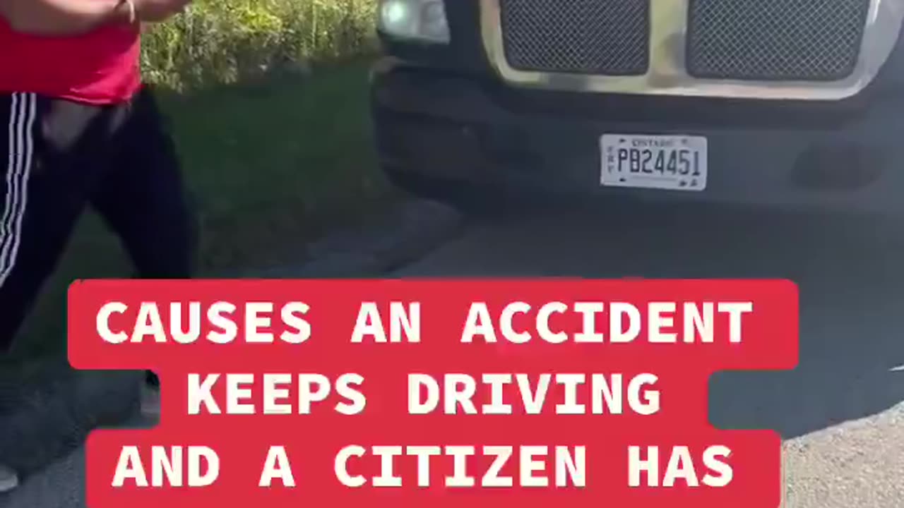 Indian semi-truck driver causes an accident, KEEPS DRIVING, and a citizen has to stop him.