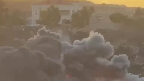 Footage published by Lebanese media shows one of the Israeli strikes this afternoon