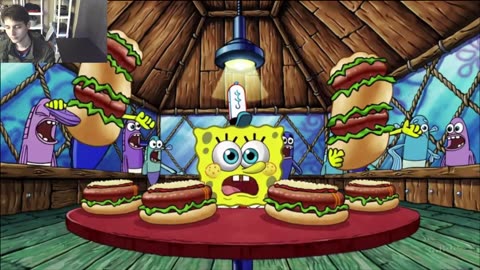 Outtake #3115 Of SpongeBob SquarePants Attempts The Vegan Hot Dog Eating Challenge Fake Funny Parody