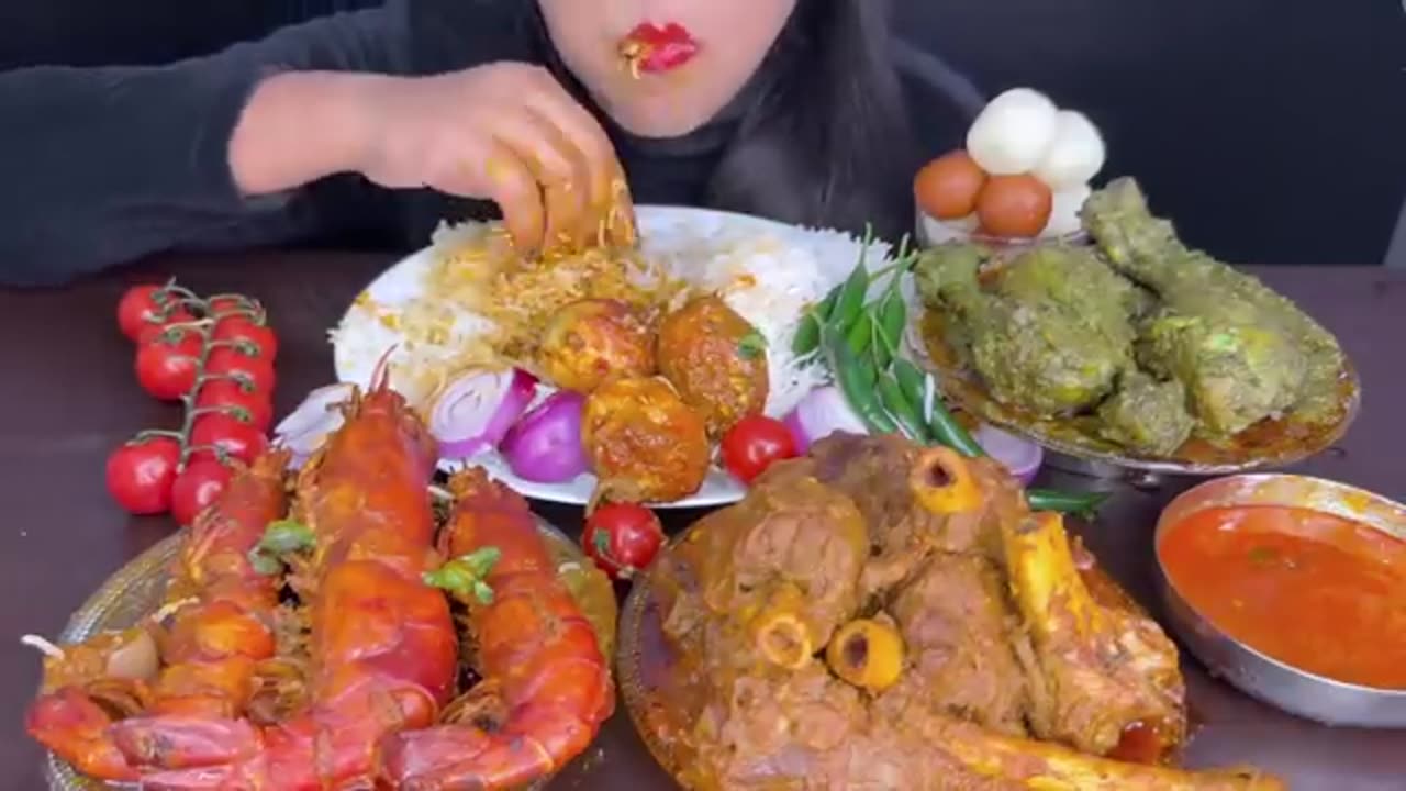 ASMR EATING MUTTON CURRY,FISH CURRY, CHICKEN CURRY,PRAWNS CURRY,EGG MASALA _FOOD VIDEOS _